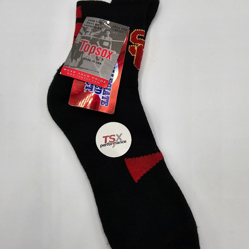 NWT USC Trojans Black Quarter Sock Mens Size 6-12 (W 10-12) MSRP: $10.95